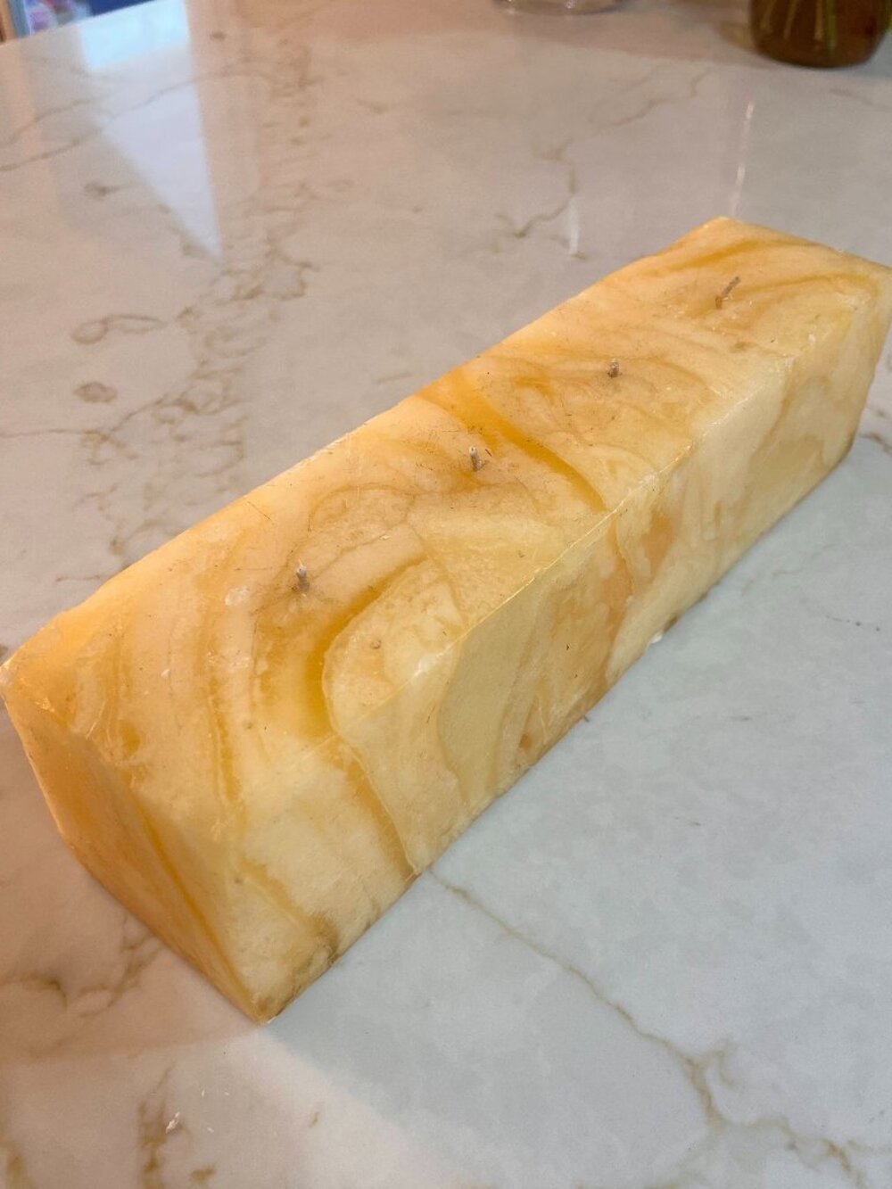 Marbled Butter Brick Candle 12x3x3"